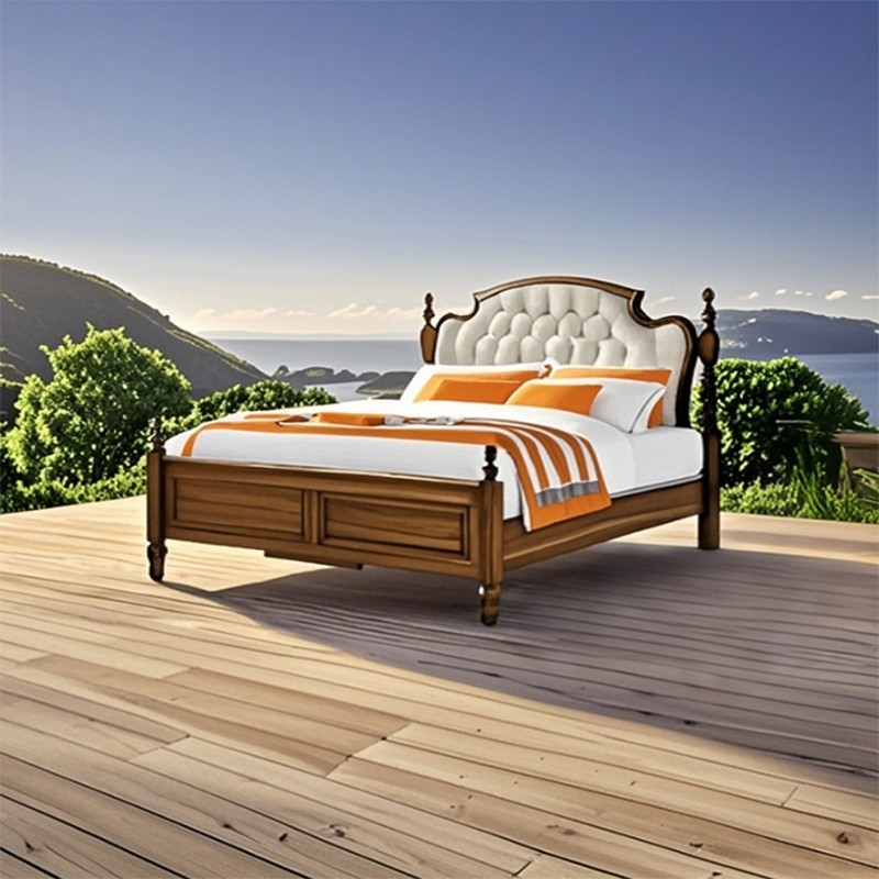 美式實木牛皮床